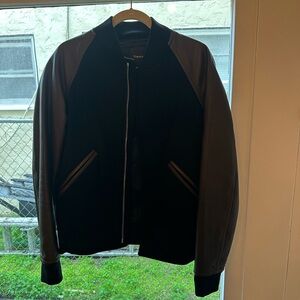 Theory Men's Black and Brown Bomber Jacket
